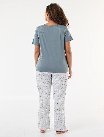 Pijama comprido estampado leopardo - 2 peças