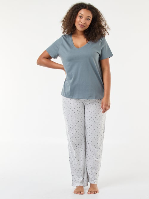 Pijama Comprido Estampado Floral - 2 Peças - Kiabi