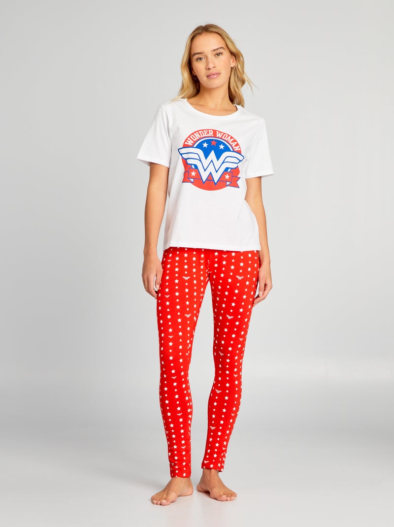 Pijama comprido estampado 'Mulher Maravilha' - 2 peças VERMELHO - Kiabi