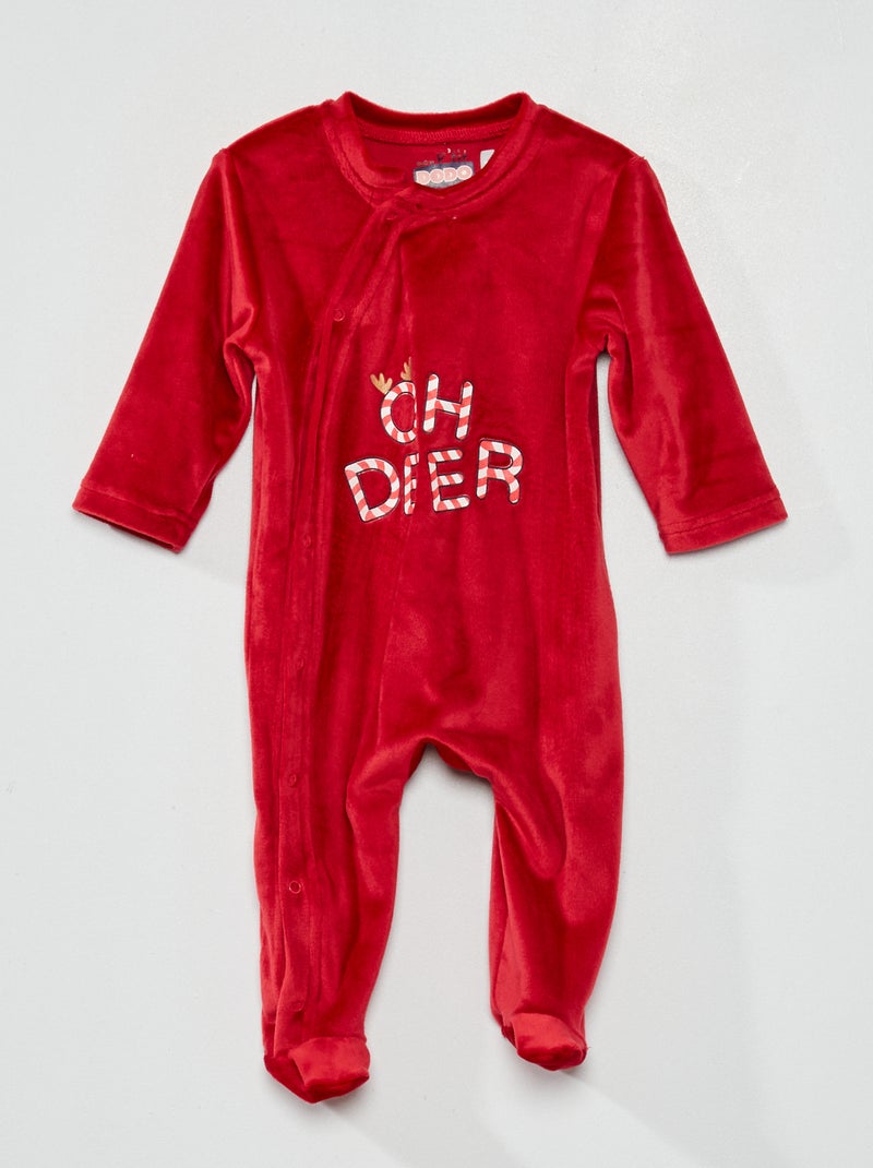 Pijama comprido estampado 'Natal' - 2 peças Vermelho - Kiabi