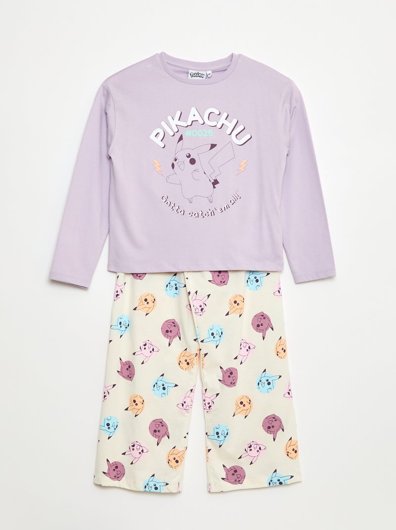 Pijama comprido estampado 'Pikachu' - 2 peças Rosa - Kiabi