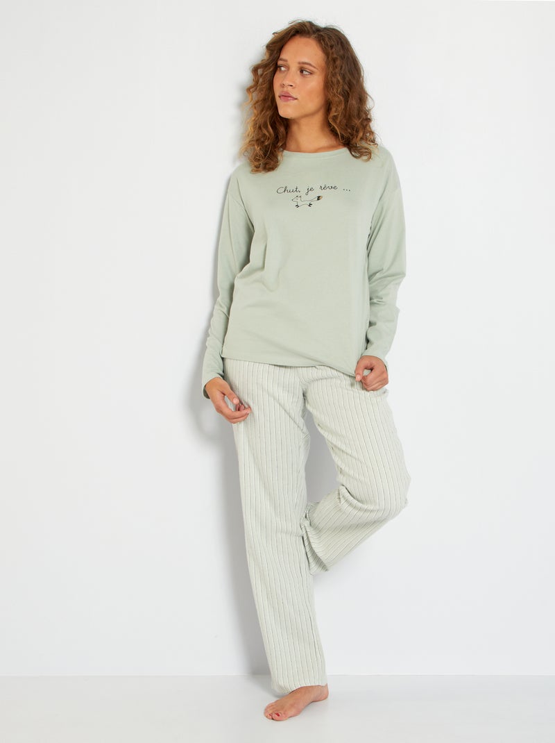 Pijama comprido estampado VERDE - Kiabi