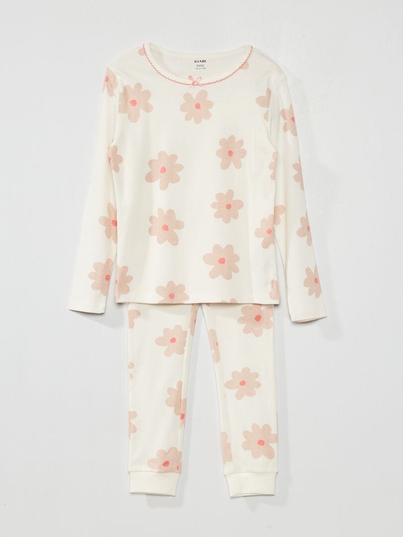 Pijama comprido florido  - 2 peças ROSA - Kiabi