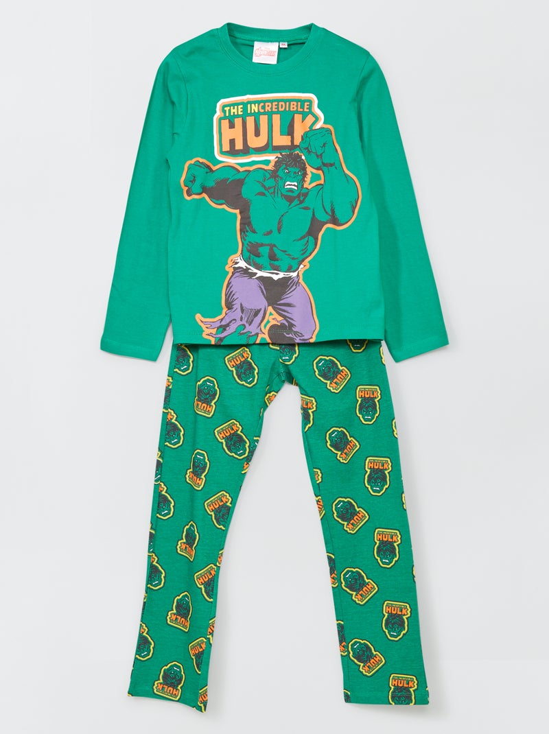 Pijama comprido 'Hulk' - 2 peças Verde - Kiabi