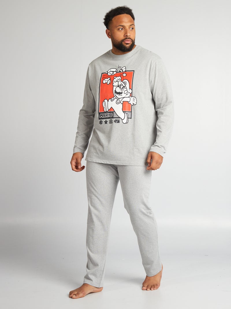 Pijama comprido 'Mario' - t-shirt + calções - 2 peças CINZA - Kiabi