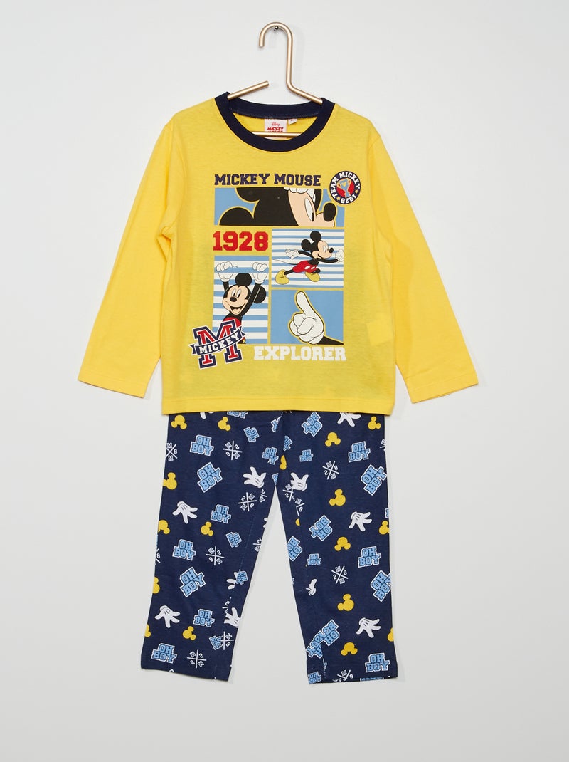 Pijama comprido 'Mickey' 2 peças Amarelo / Azul - Kiabi