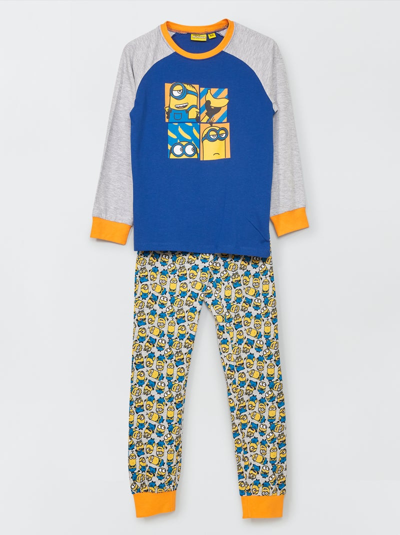 Pijama comprido 'Mínimos' Azul/ Cinza - Kiabi
