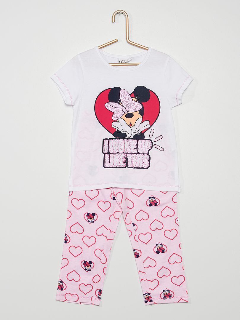 Pijama comprido 'Minnie' 2 peças em algodão Branco/ Rosa - Kiabi