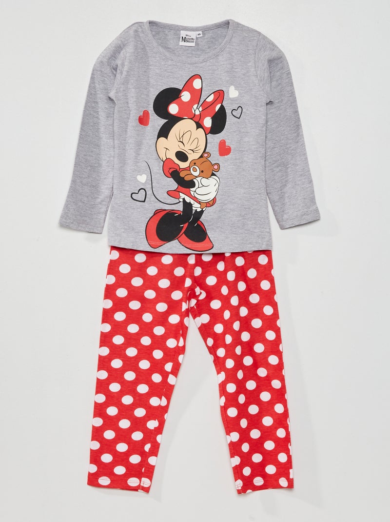 Pijama comprido 'Minnie' 'Disney' - 2 peças Cinza/ Vermelho - Kiabi