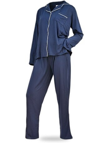Pijama Comprido Mulher Gola Camisa Passamanaria Branco INFINITIF PARIS