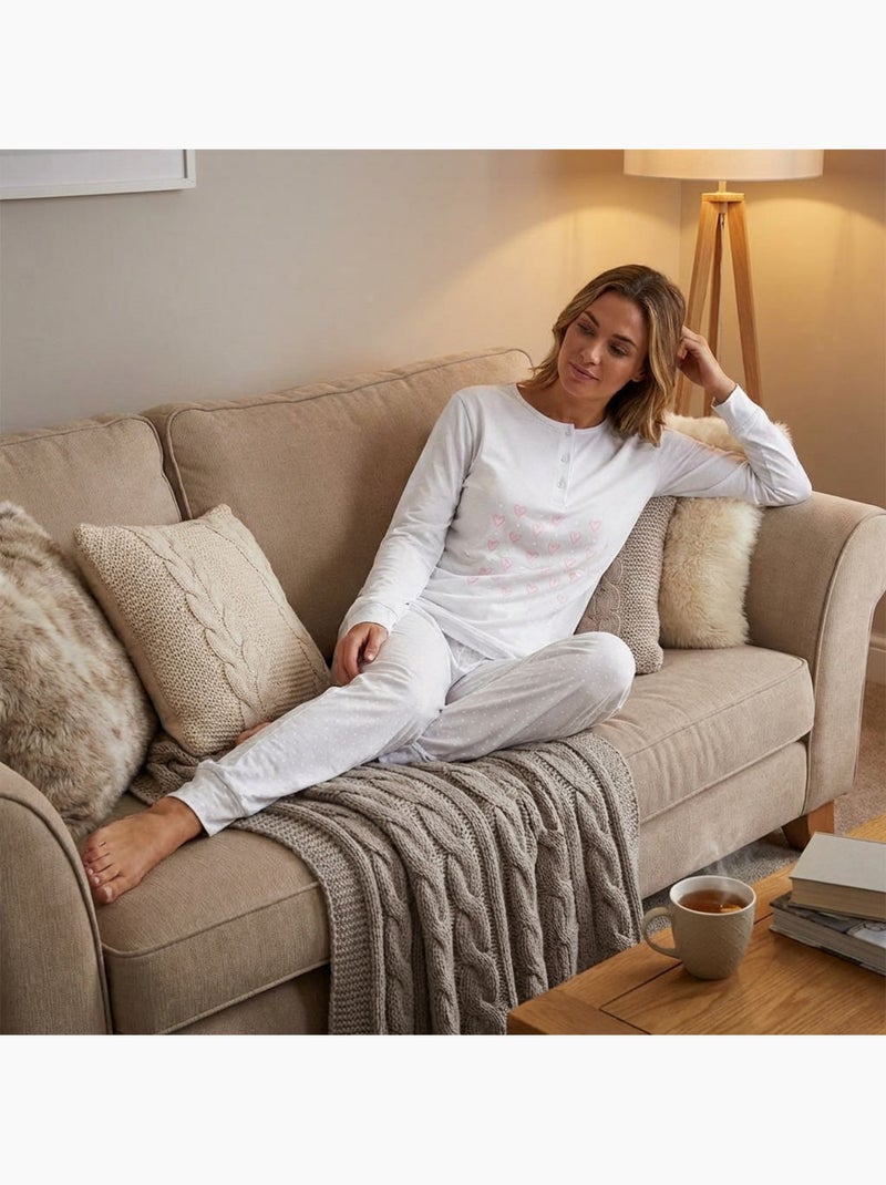 Pijama Comprido Mulher Manga Comprida OZABI Cinza - Kiabi