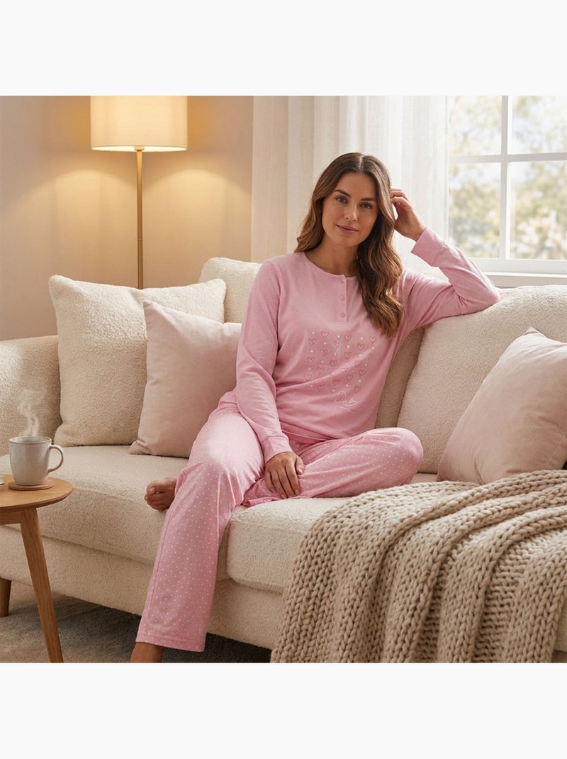 Pijama Comprido Mulher Manga Comprida OZABI Rosa - Kiabi