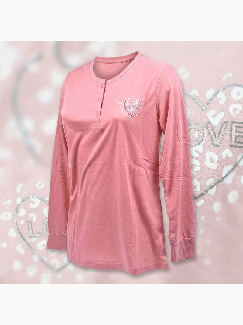 Pijama Comprido Mulher Manga Comprida OZABI Rosa - Kiabi