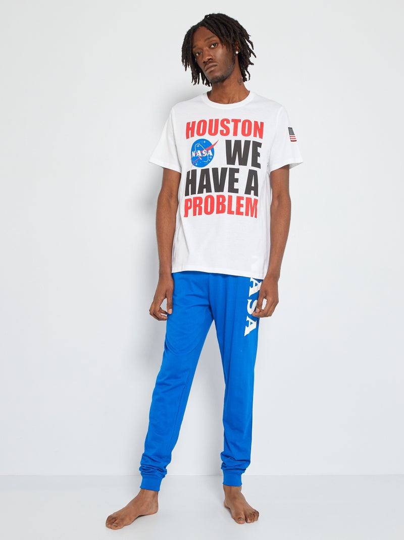 Pijama comprido 'NASA' em jersey  - 2 peças Branco/ Azul - Kiabi