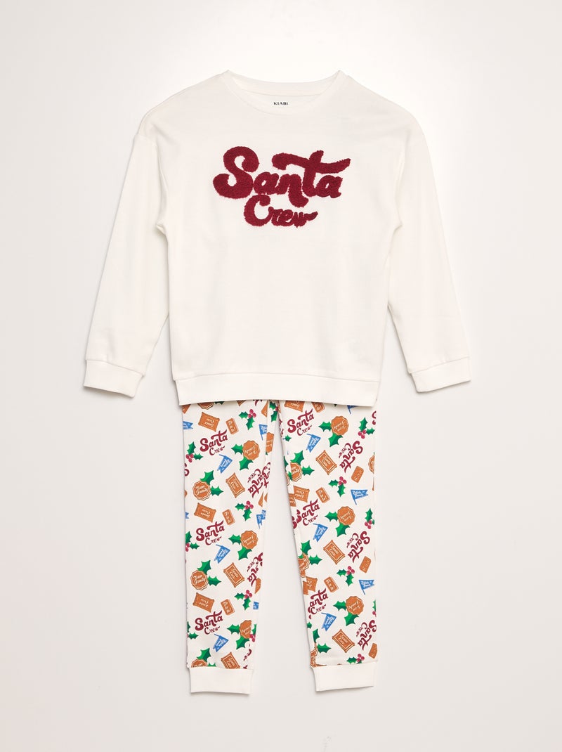 Pijama comprido 'Natal' t-shirt + calças - 2 peças BRANCO - Kiabi