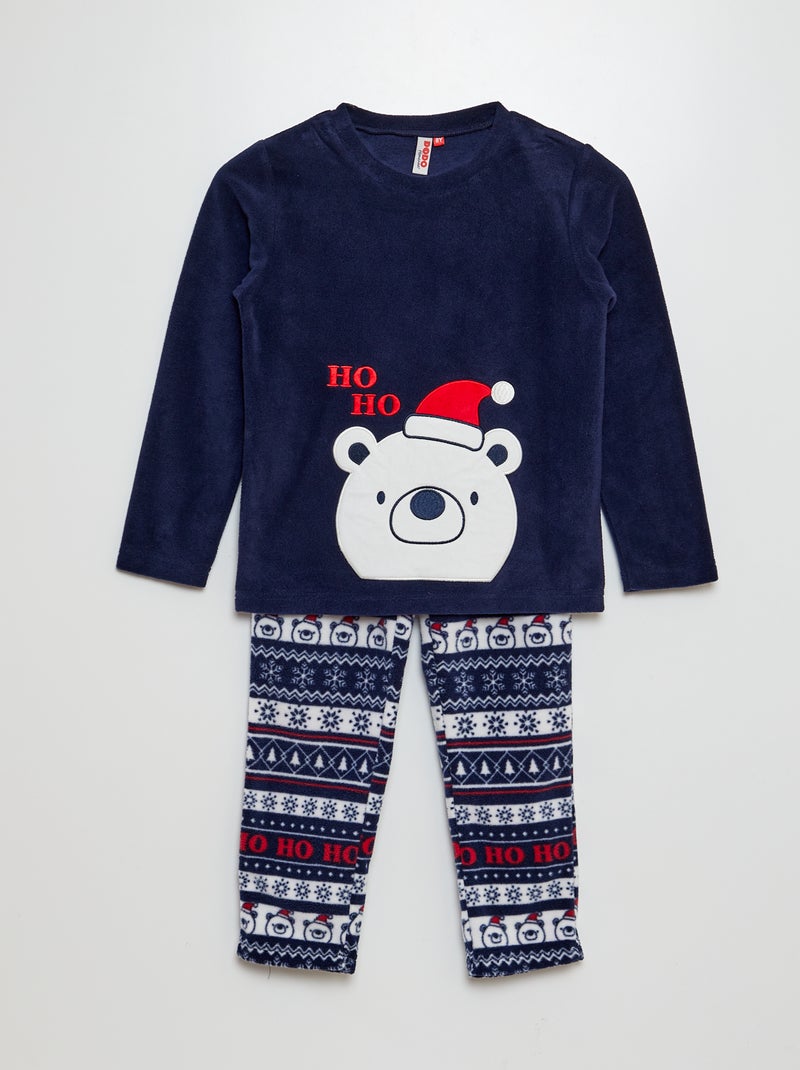 Pijama comprido polar 'Urso polar'  - 2 peças AZUL - Kiabi