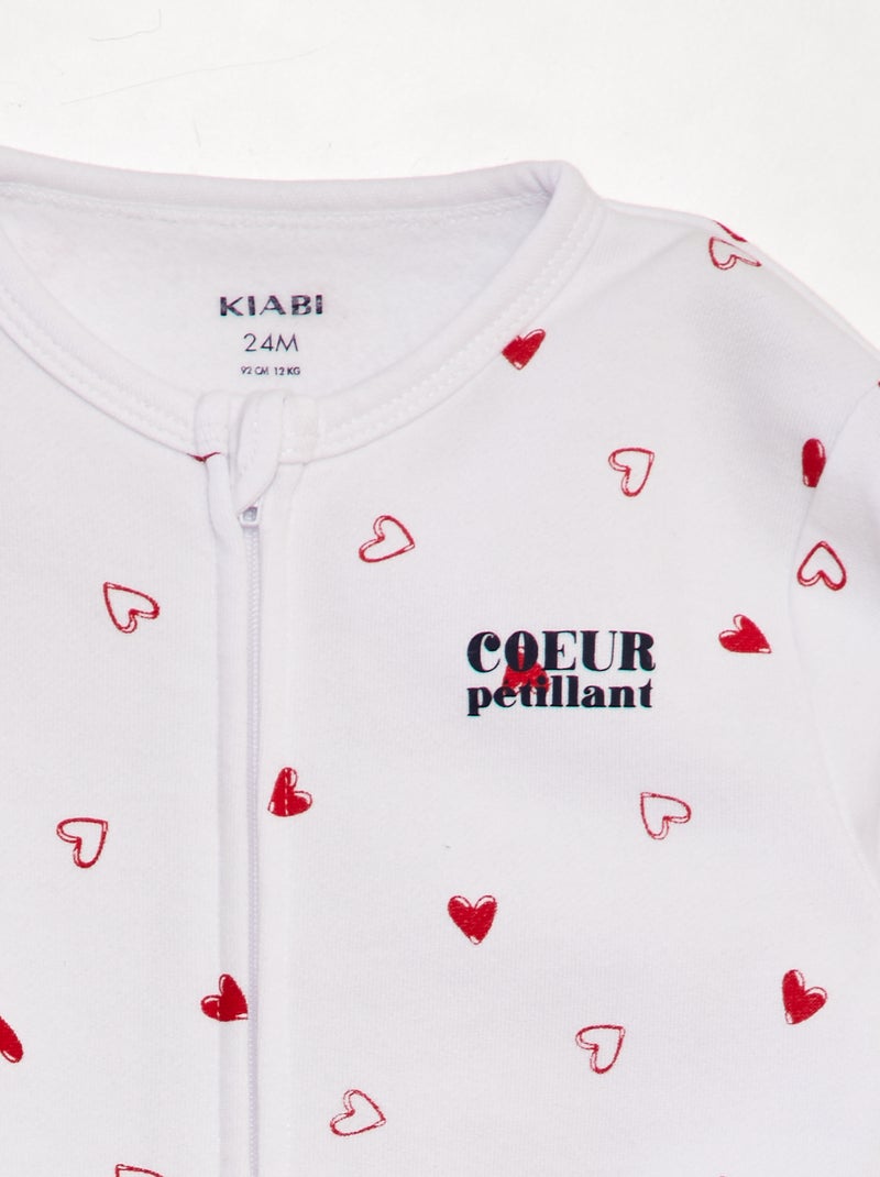 Pijama comprido quente 'Amour' BRANCO - Kiabi