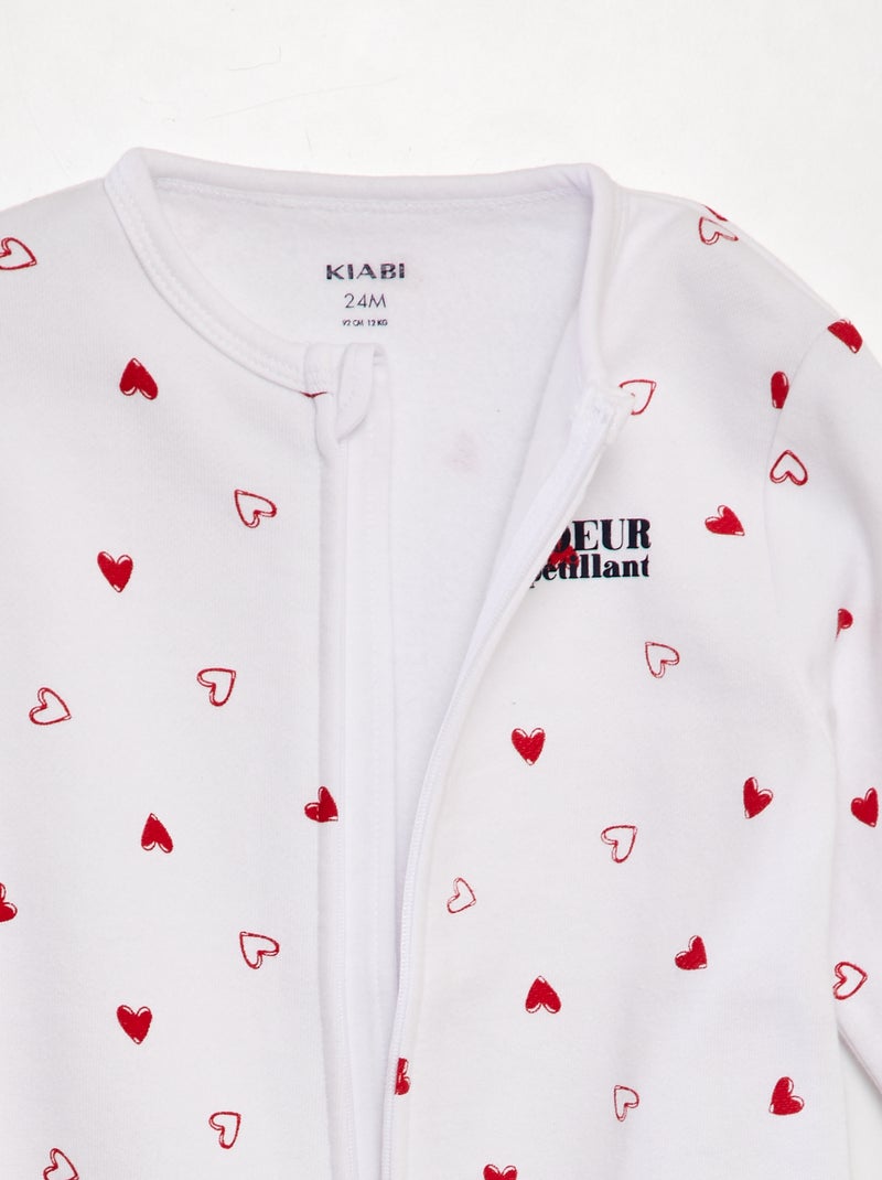 Pijama comprido quente 'Amour' BRANCO - Kiabi