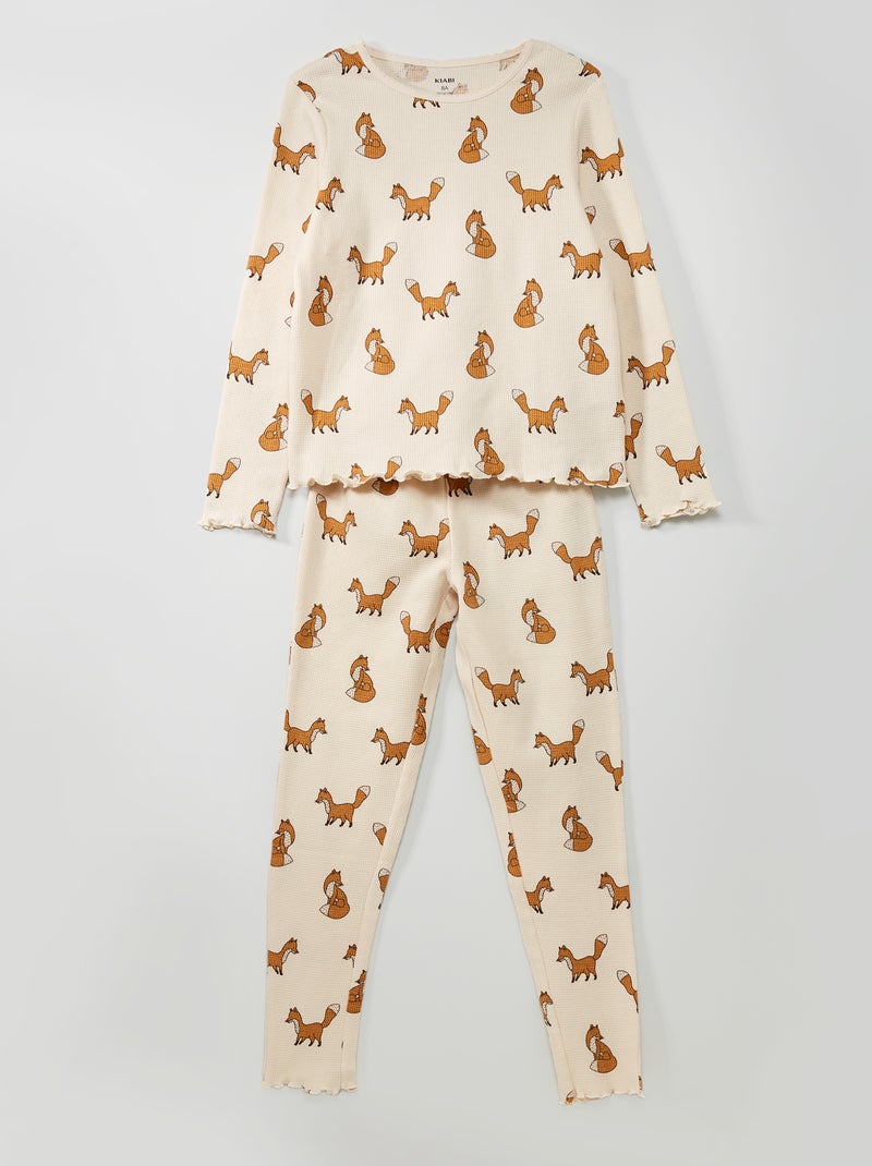 Pijama comprido 'Raposa' - 2 peças BRANCO - Kiabi