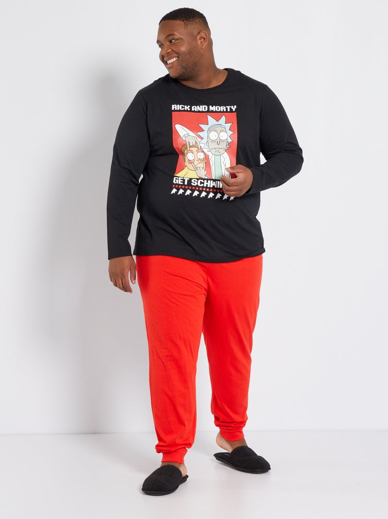 Pijama comprido 'Rick e Morty' - 2 peças Preto/ Vermelho - Kiabi