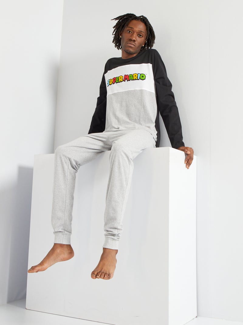 Pijama comprido 'Super Mário' em jersey - 2 peças Preto/ Cinza - Kiabi