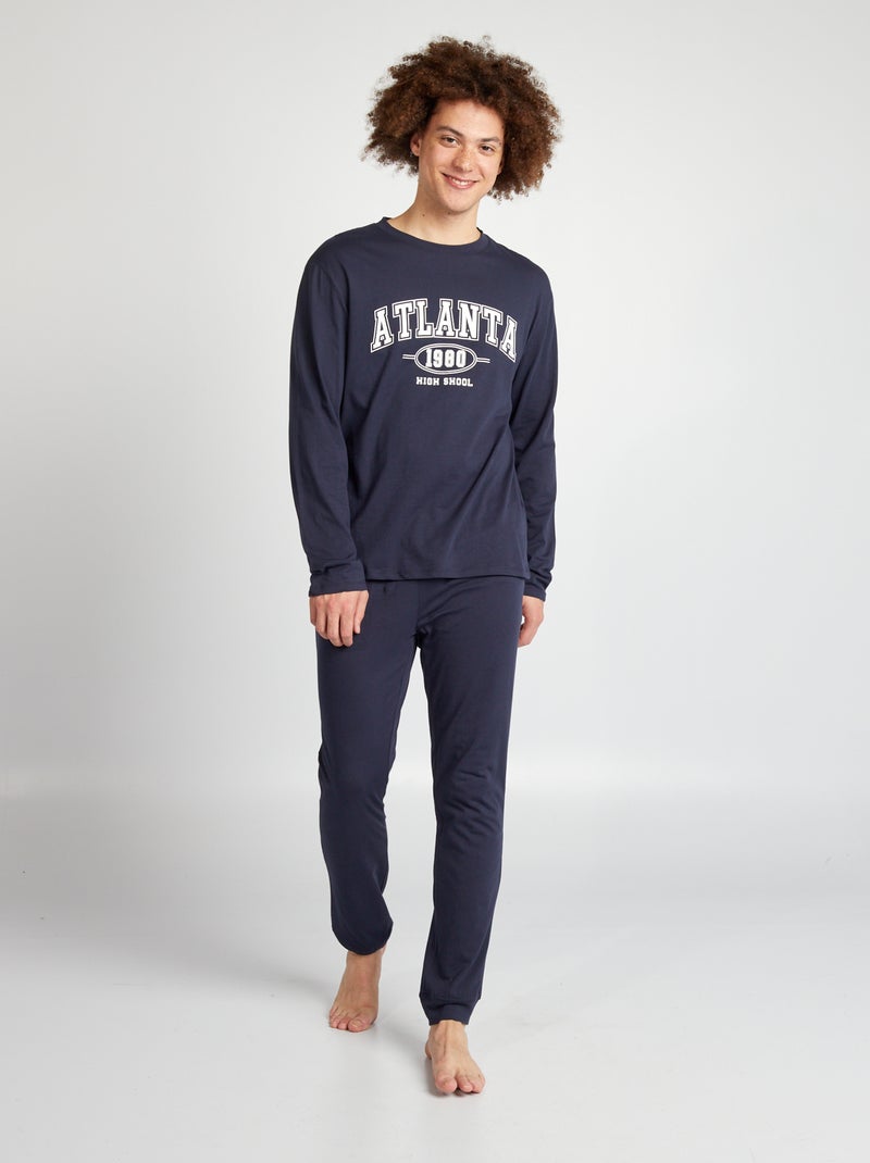 Pijama comprido + t-shirt  - 2 peças AZUL - Kiabi