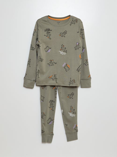 Pijama comprido t-shirt + calças - 2 peças - Kiabi