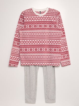 Pijama comprido t-shirt polar + calças em jersey - 2 peças