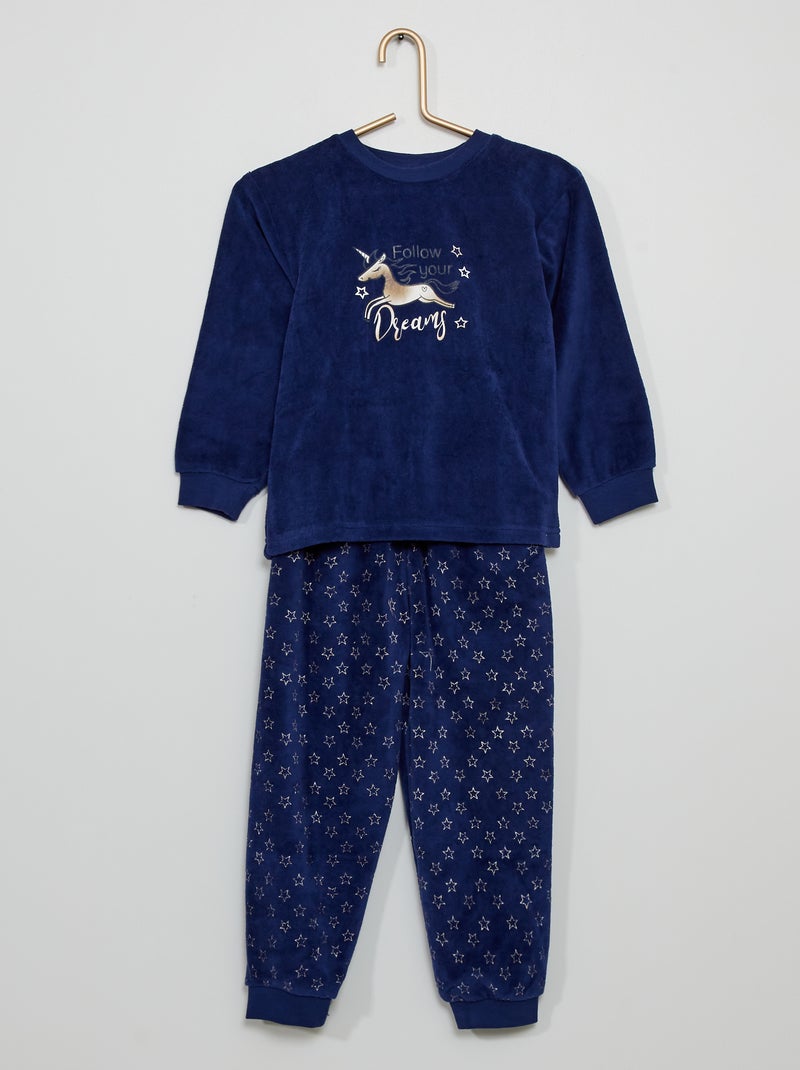 Pijama comprido 'unicórnio' Azul Marinho - Kiabi