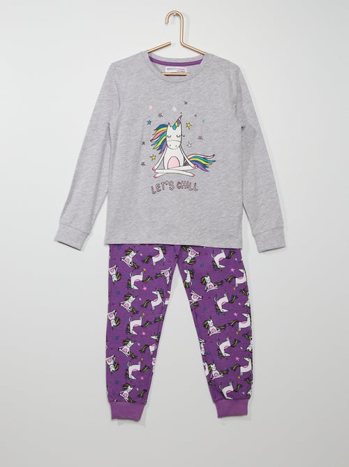 Pijama comprido 'unicórnio' - Kiabi