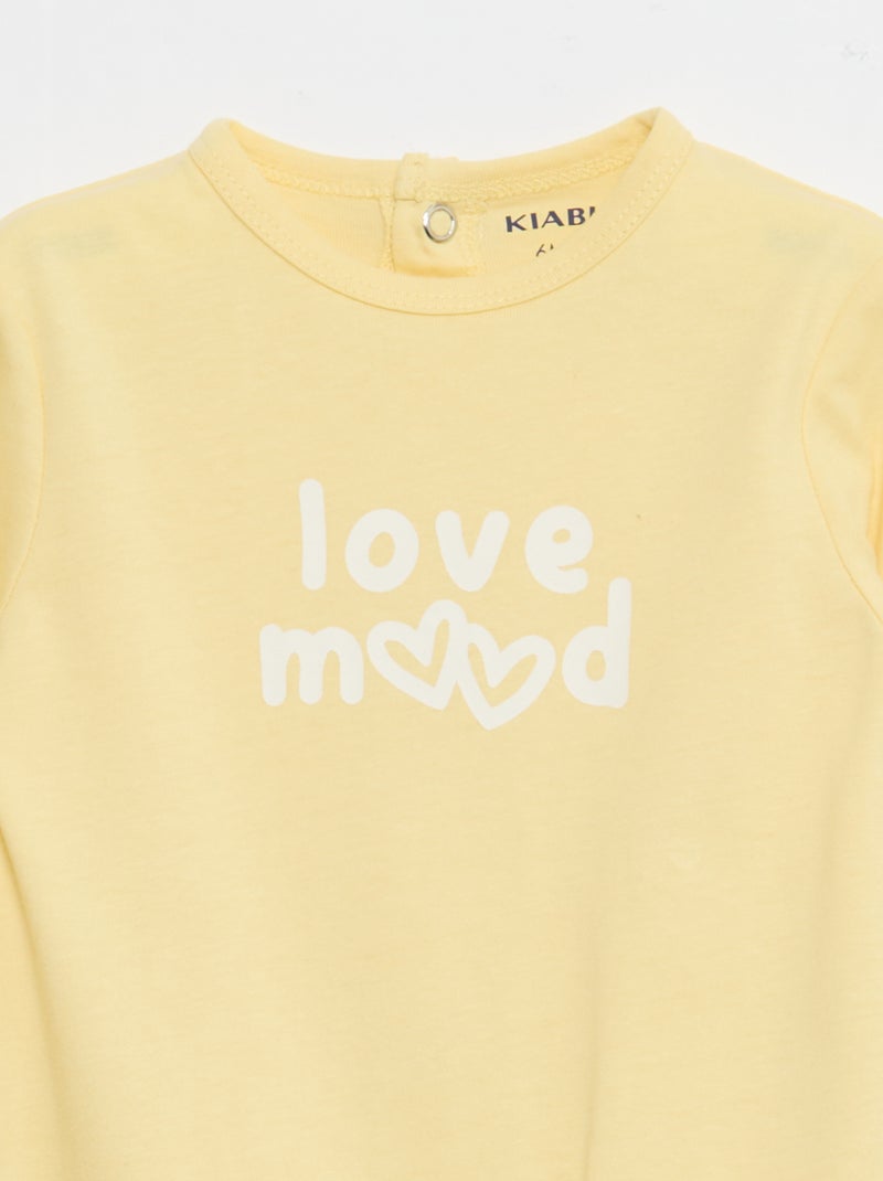 Pijama confortável de mangas compridas Amarelo - Kiabi