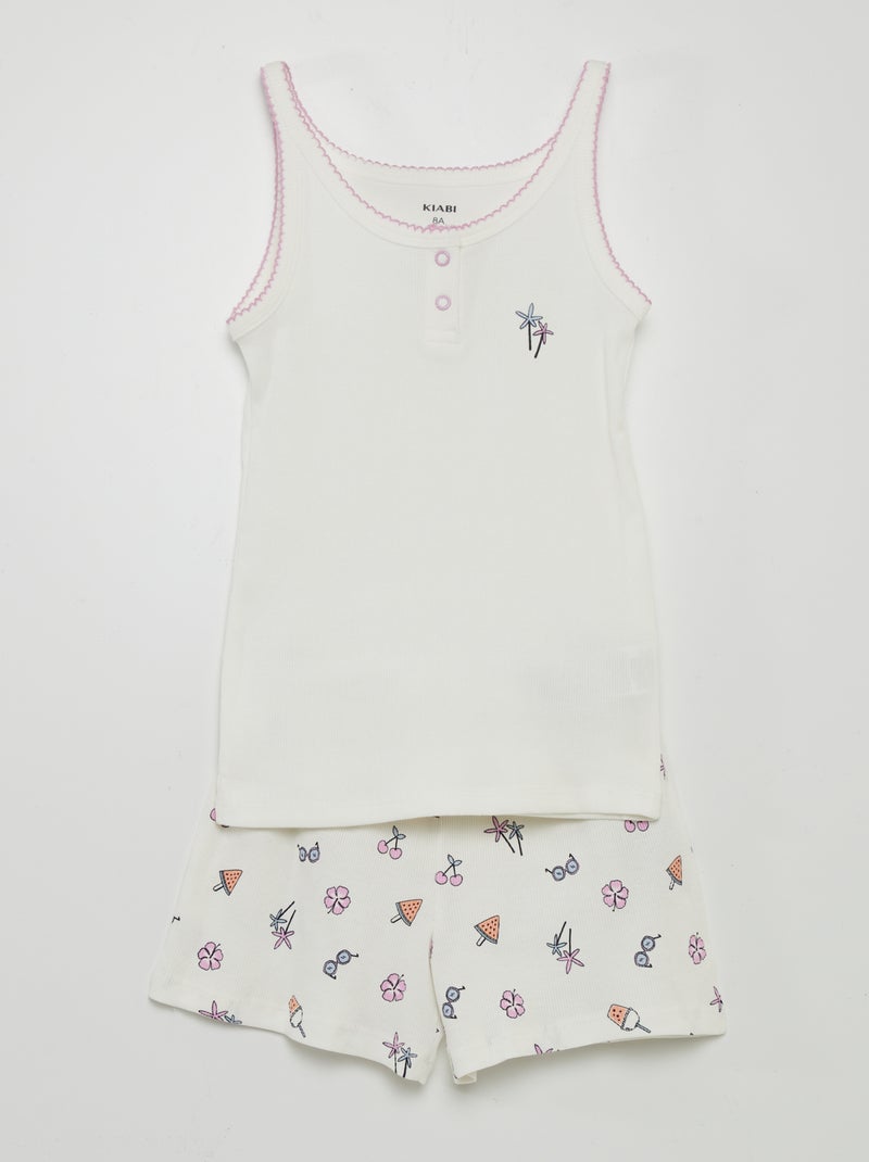 Pijama curto  - 2 peças Branco - Kiabi