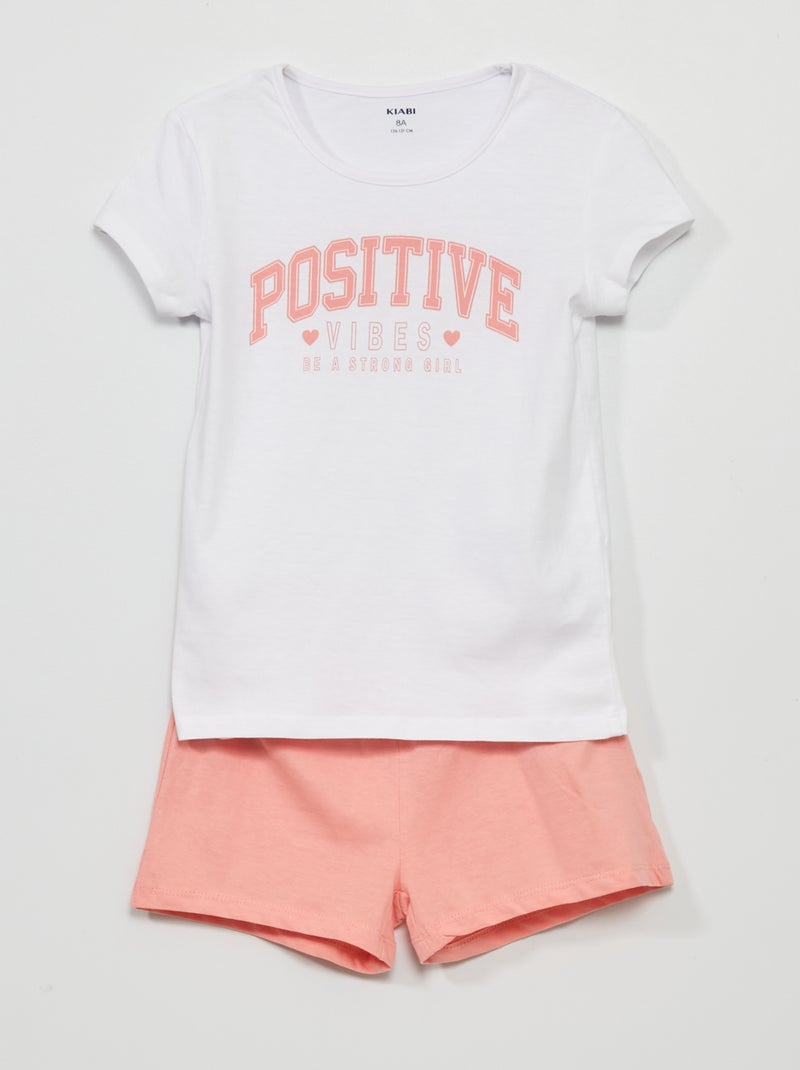 Pijama curto  - 2 peças BRANCO - Kiabi