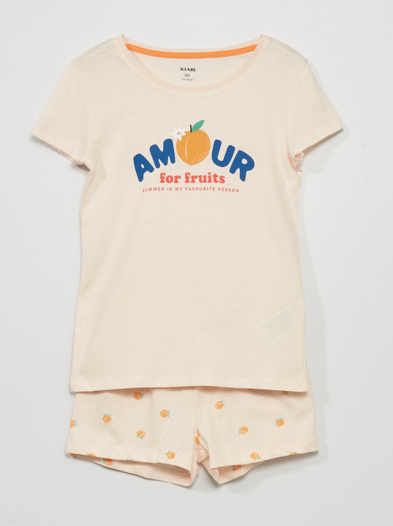 Pijama curto  - 2 peças BRANCO - Kiabi