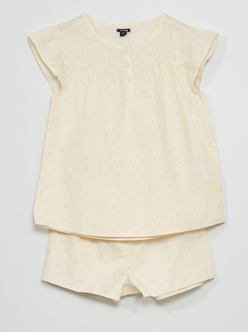 Pijama curto  - 2 peças BRANCO - Kiabi