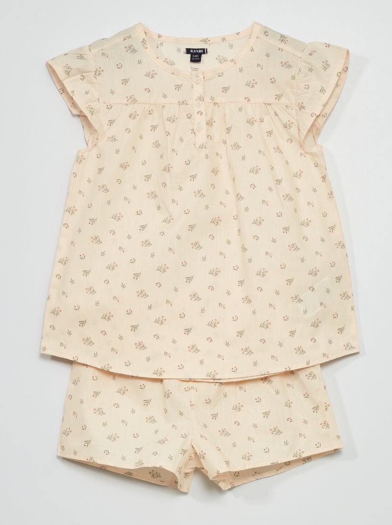 Pijama curto  - 2 peças BRANCO - Kiabi
