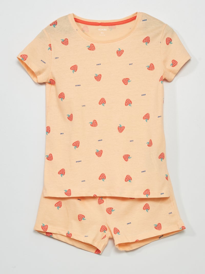 Pijama curto  - 2 peças LARANJA - Kiabi