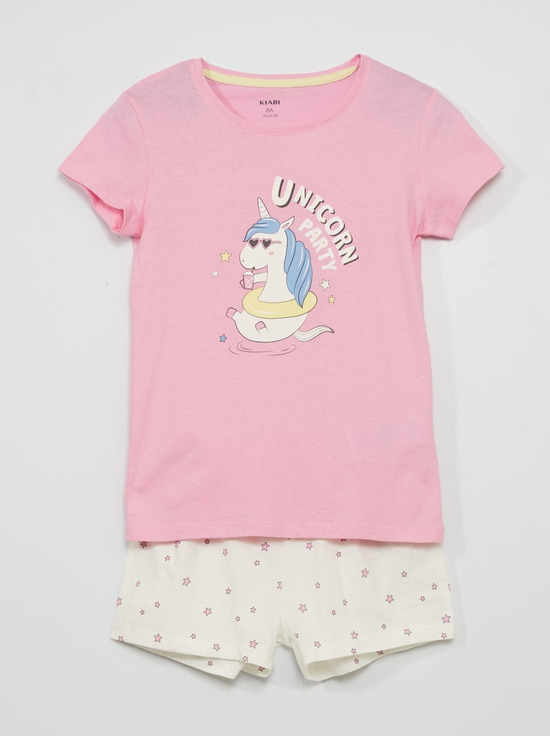 Pijama curto  - 2 peças ROSA - Kiabi