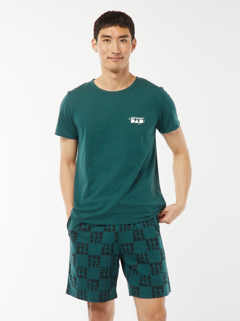 Pijama curto - 2 peças Verde - Kiabi