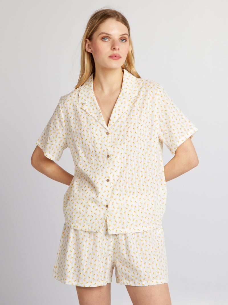 Pijama curto - camisa curta - 2 peças BRANCO - Kiabi