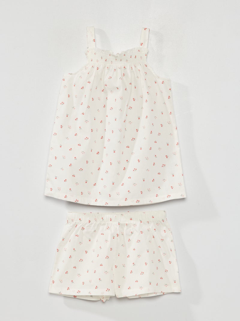 Pijama curto - Em popelina  - 2 peças BRANCO - Kiabi