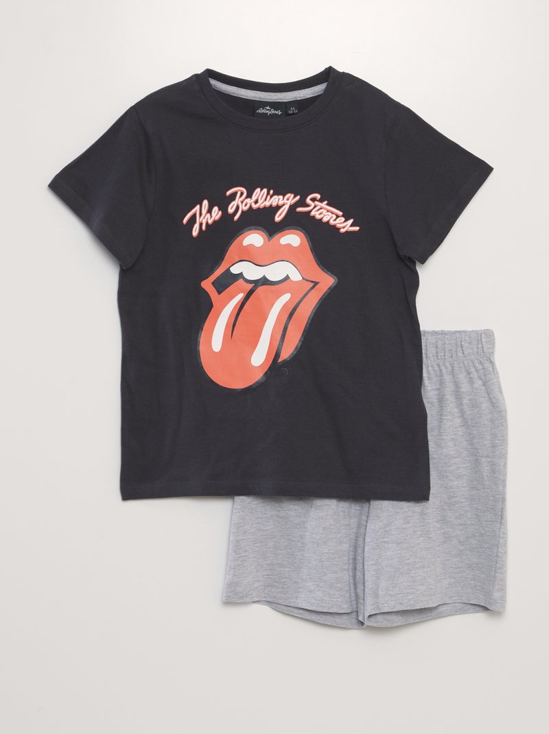 Pijama curto  - Estampado 'The Rolling Stones'  - 2 peças PRETO - Kiabi