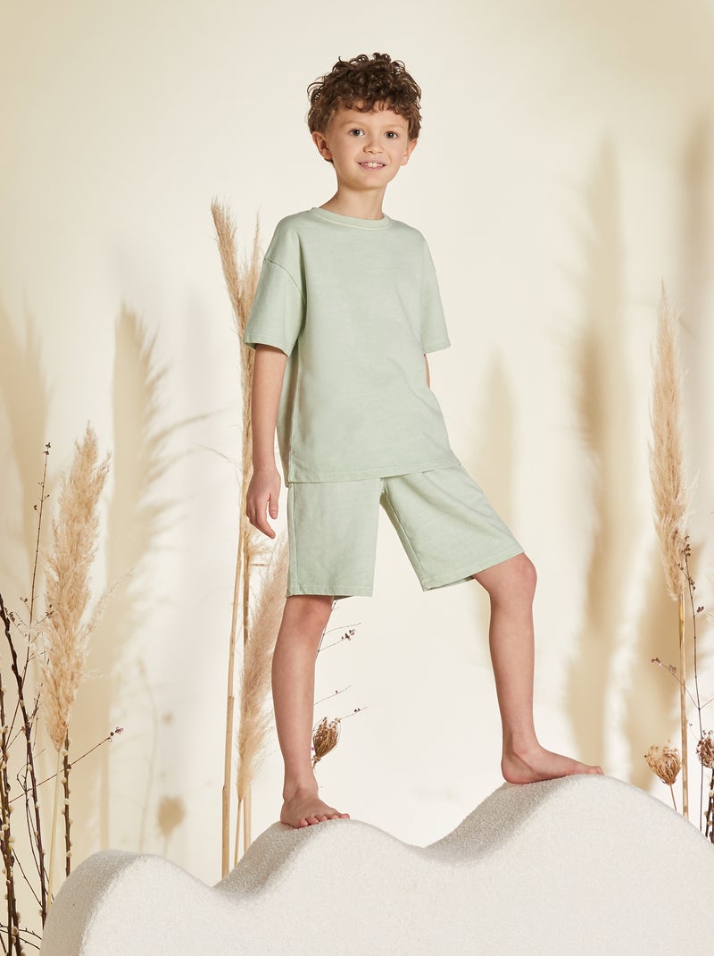 Pijama curto - t-shirt + bermudas - 2 peças VERDE - Kiabi