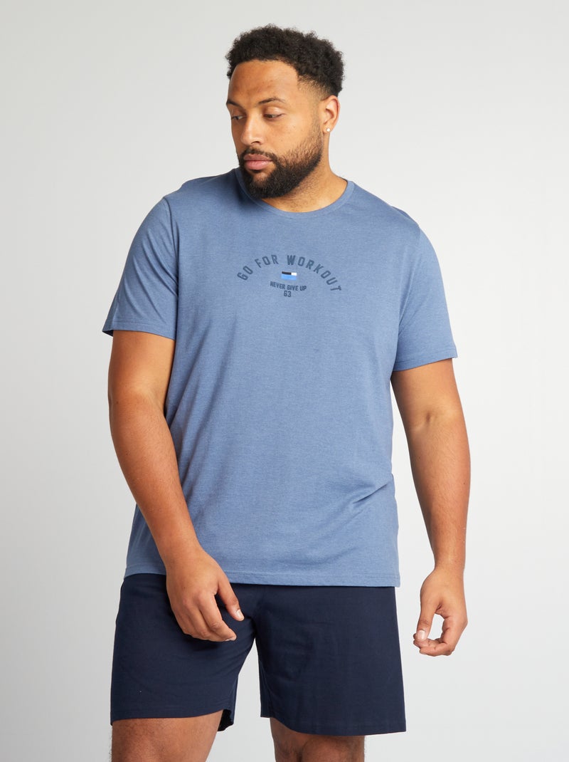 Pijama curto  - T-shirt + calções - 2 peças AZUL - Kiabi