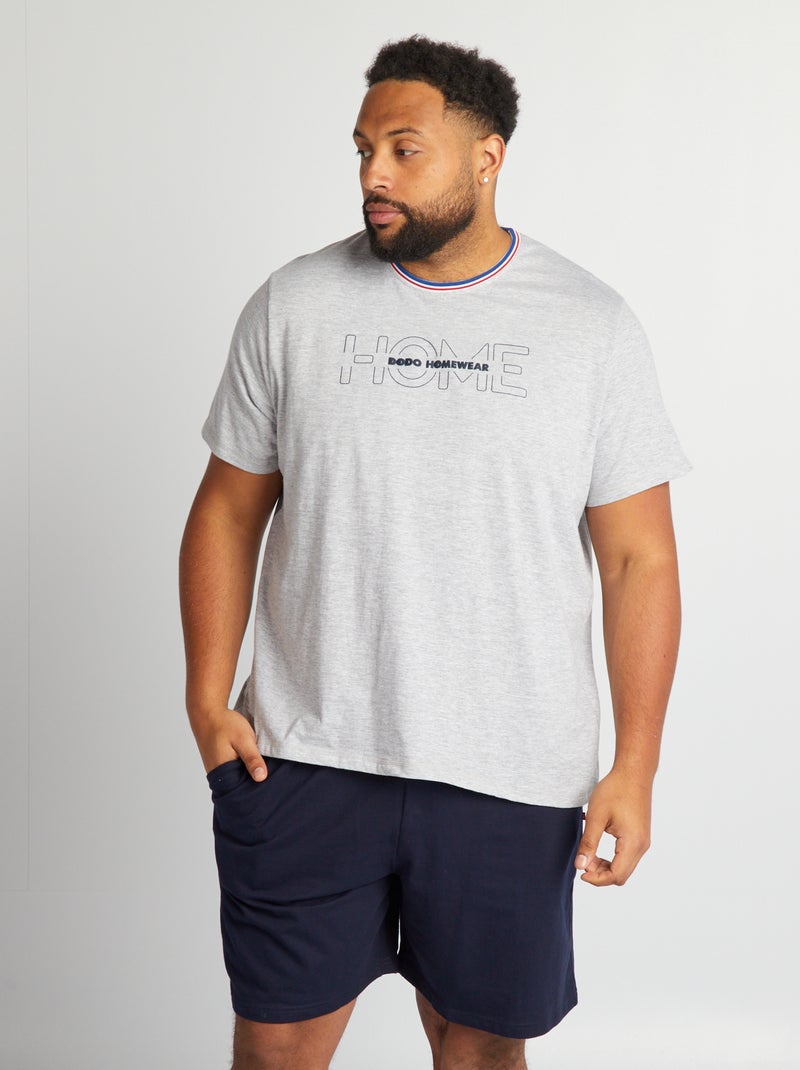 Pijama curto  - T-shirt + calções - 2 peças CINZA - Kiabi