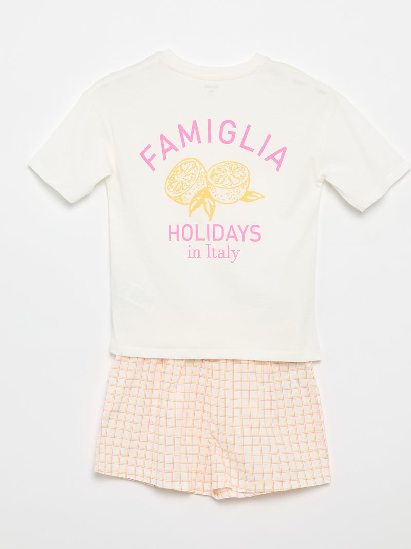 Pijama Curto 2 Peças Branco - Kiabi