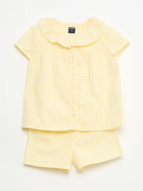 Pijama Curto 2 Peças em Algodão - Kiabi