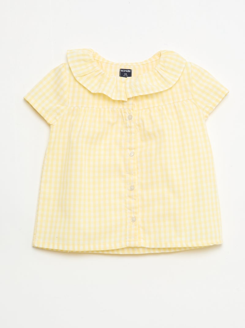 Pijama Curto 2 Peças em Algodão Amarelo - Kiabi