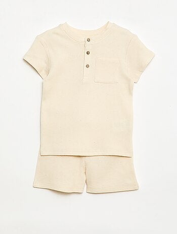 Pijama curto 2 peças em malha canelada