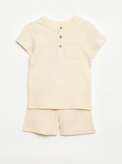 Pijama curto 2 peças em malha canelada - Kiabi